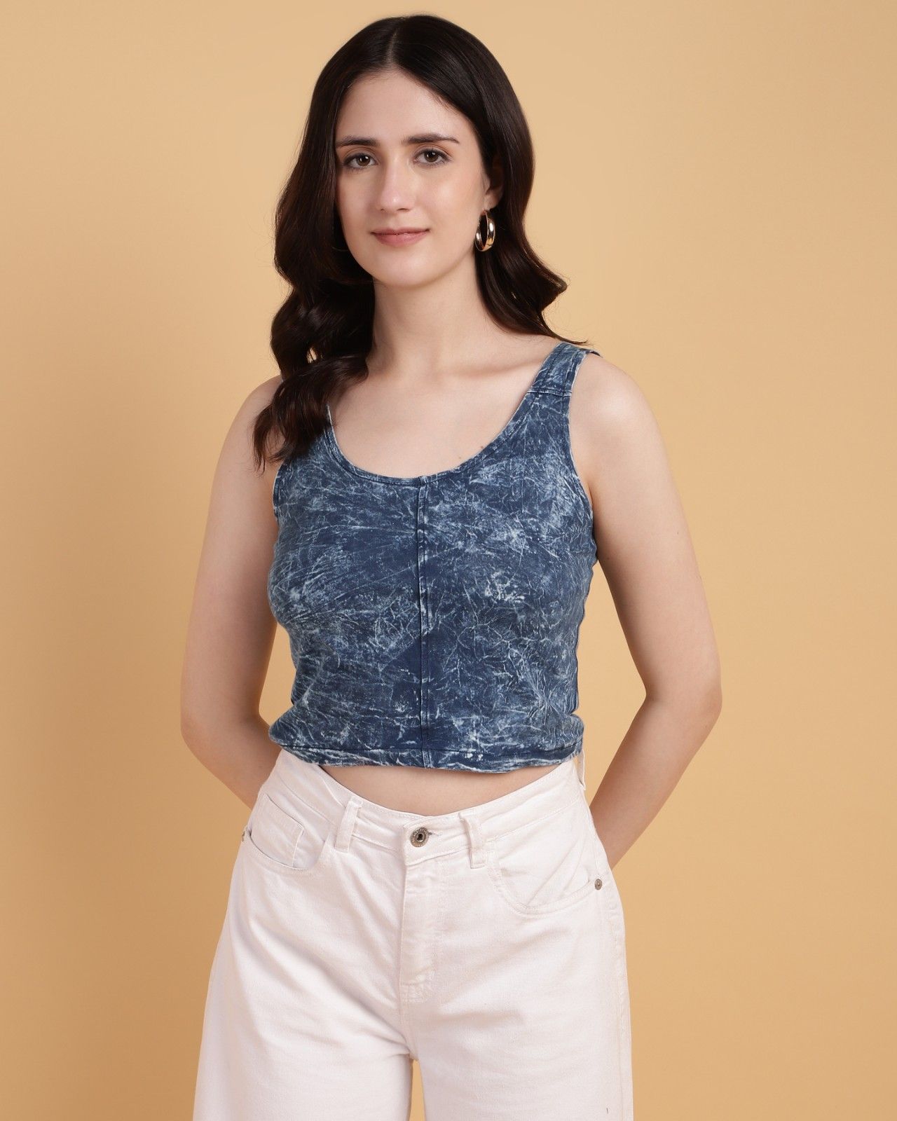 Towel Wash Indigo Crop Top